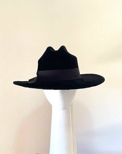 Black Felt Wide Brimmed Hat