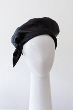 Load image into Gallery viewer, Black Leather Beret with Detachable Scarf