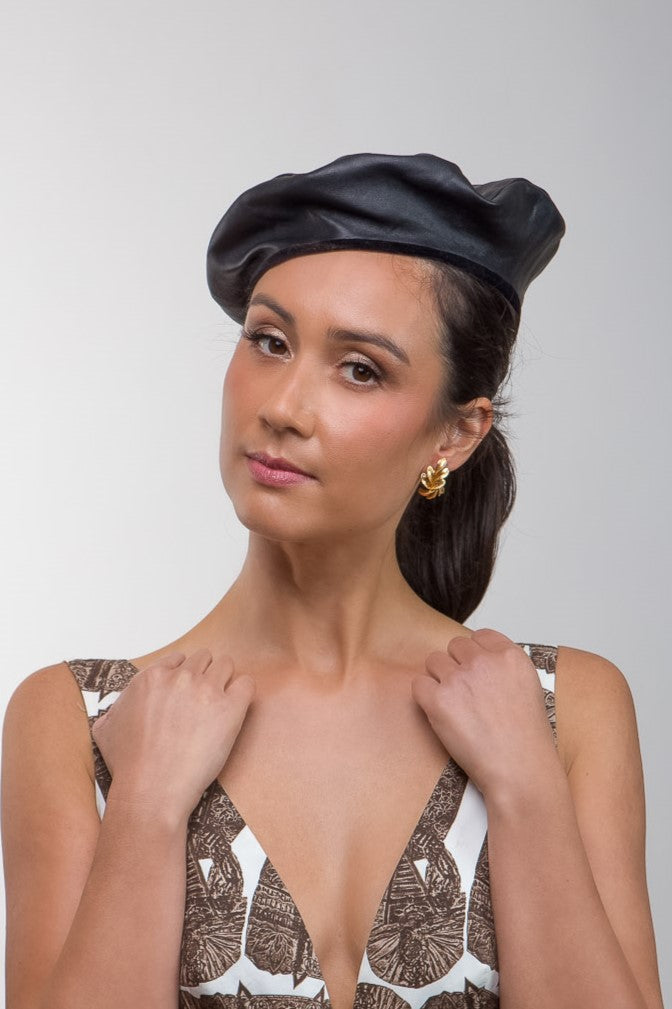Black Leather Beret