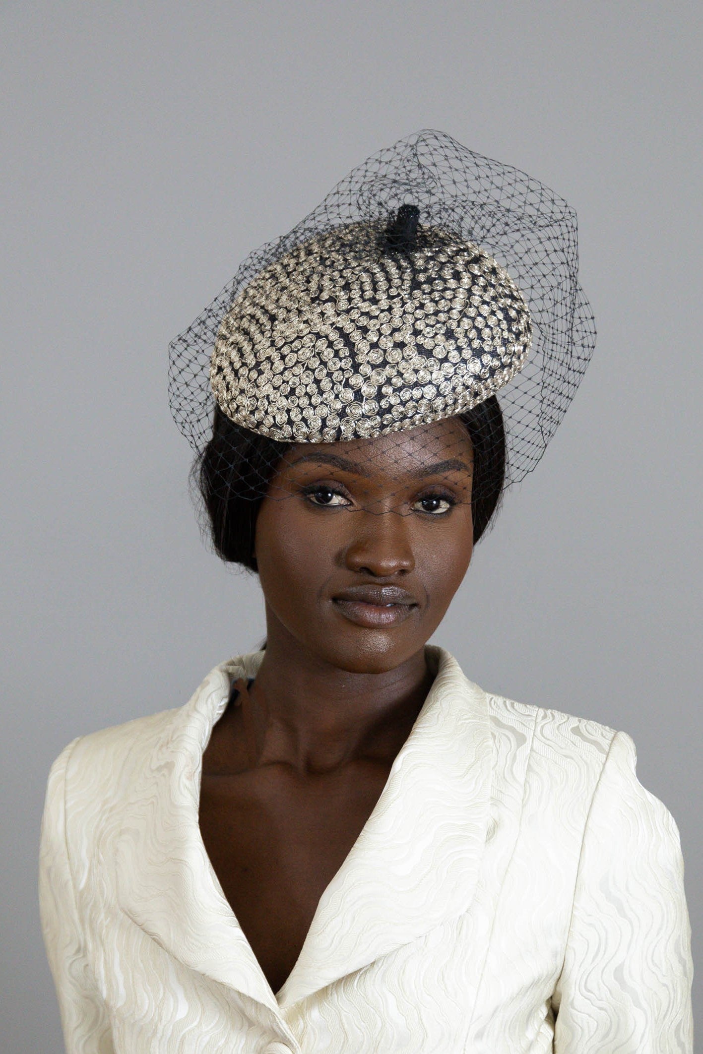Silver Veil Designer Beret by Felicity Northeast Millinery