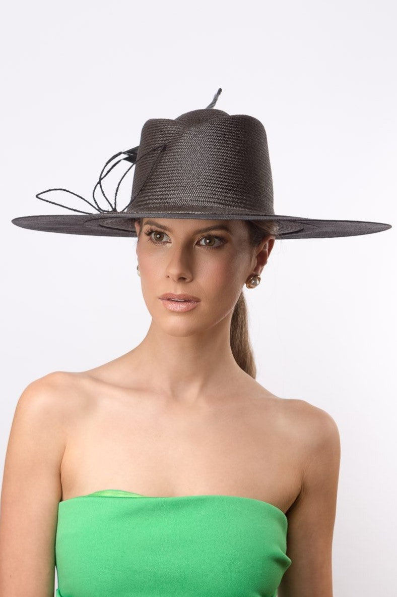 Black Wide Brimmed Fedora By Felicity Northeast Millinery