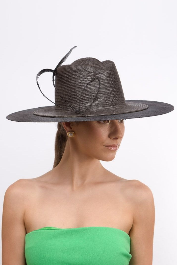 Black Wide Brimmed Fedora By Felicity Northeast Millinery