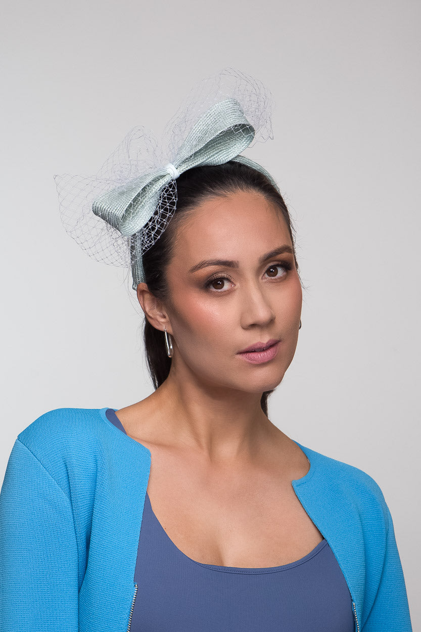 Bowed Headband in Pale Blue by Felicity Northeast Millinery