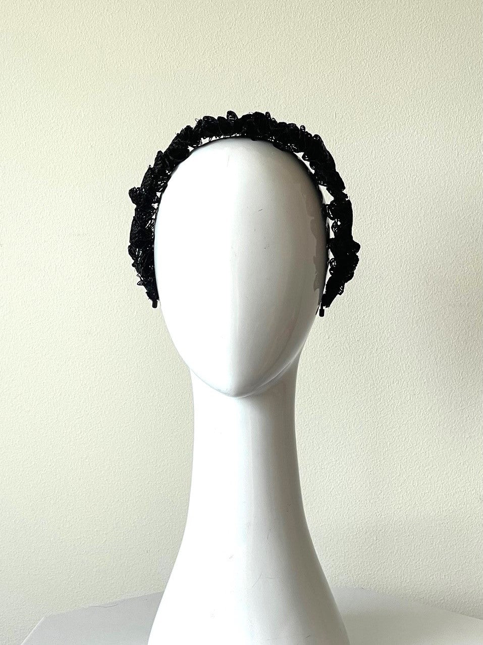 Braid Headband with Removable Veil in Black by Felicity Northeast Millinery
