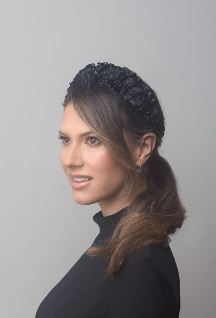 Braid Headband with Removable Veil in Black by Felicity Northeast Millinery