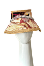 Load image into Gallery viewer, Bucket Travel Sun Hat, in Koi Fish Print and Straw by Felicity Northeast Millinery