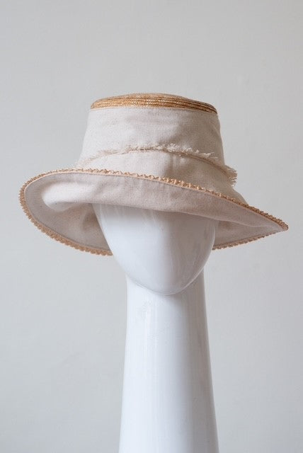 Bucket Travel Sun Hat in Natural and Straw Braid