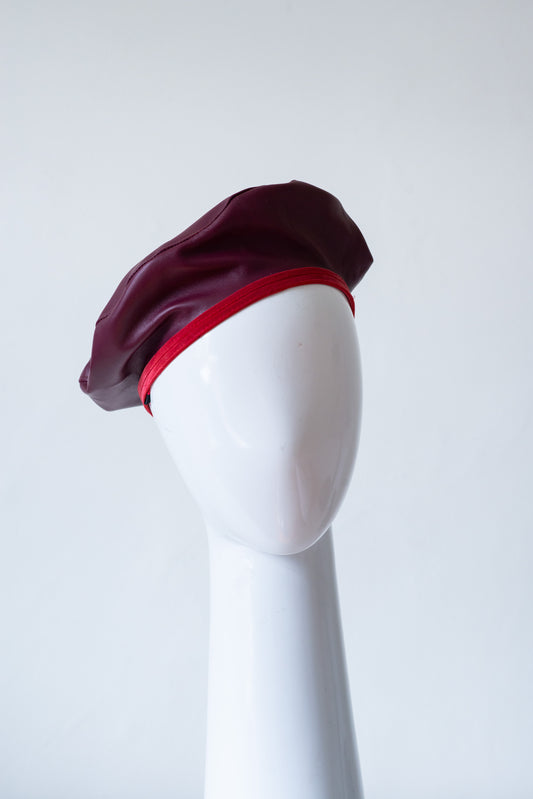 Burgundy Leather Beret