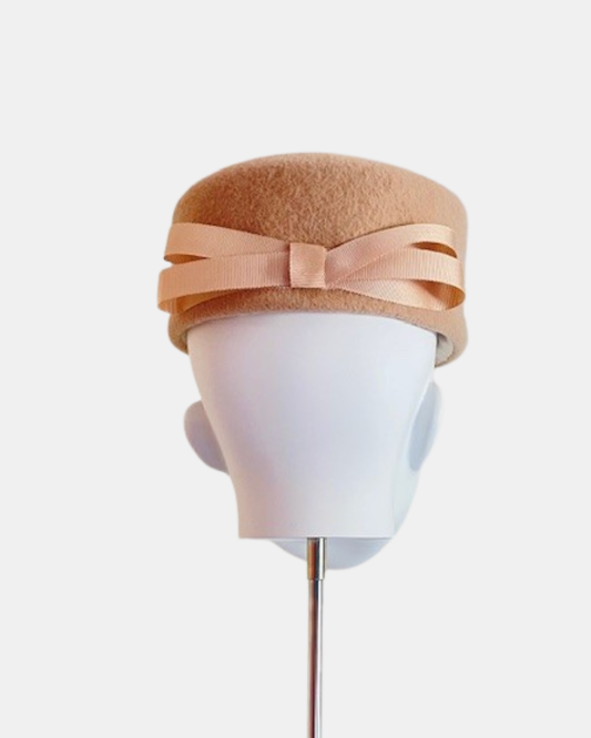 Caramel Felt Pillbox with Bow