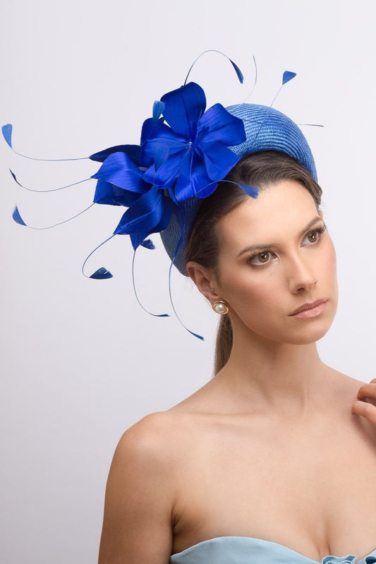 Cobalt Blue Halo Headband with Silk Flowers by Felicity Northeast Millinery