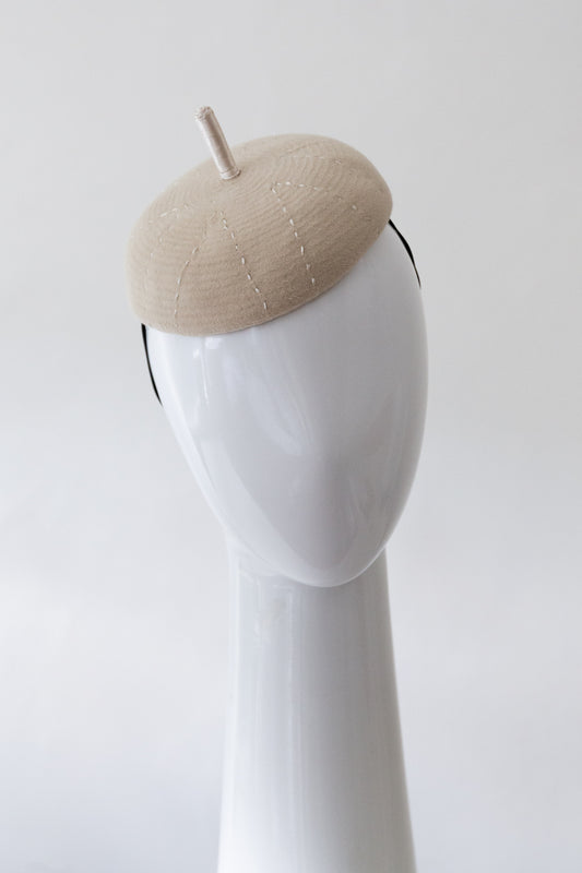 Cream Felt Cocktail Button Hat