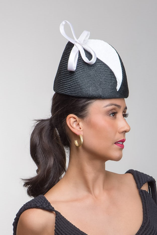 Black and White Modern Fez by Felicity Northeast Millinery