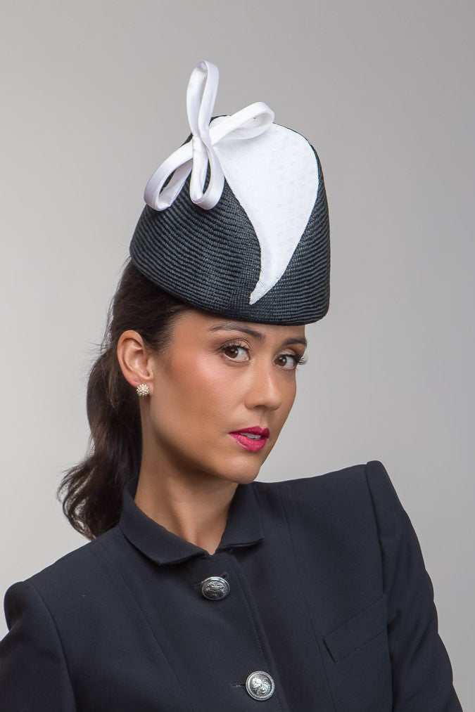 Black and White Modern Fez by Felicity Northeast Millinery