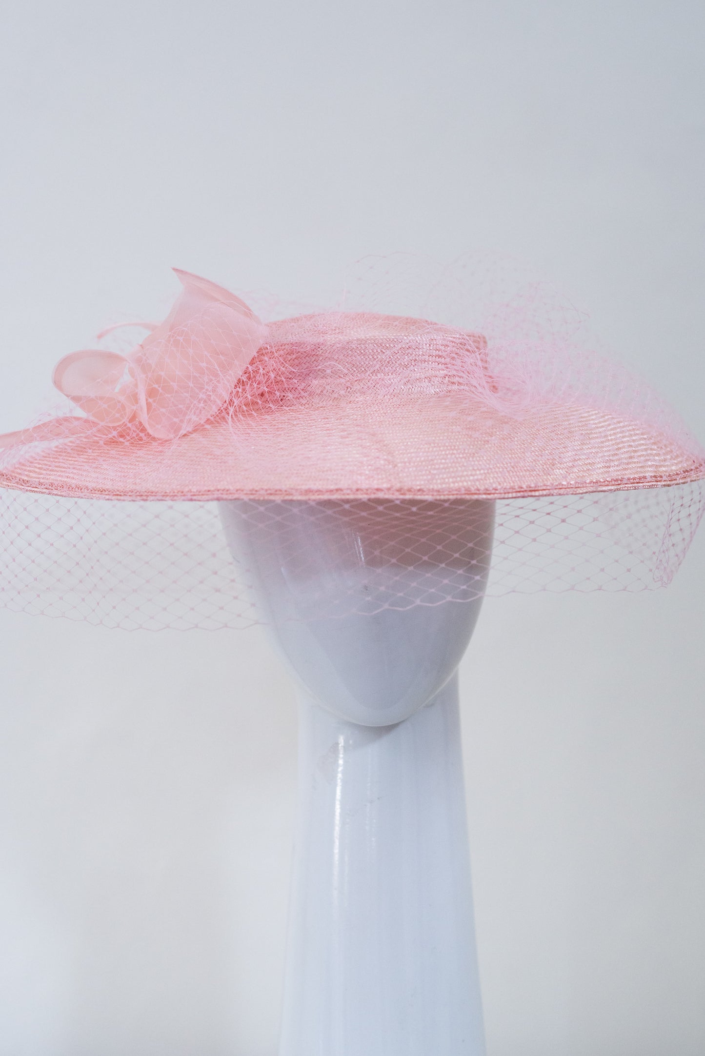 Dior Styled Veiled Pale Pink Hat By Felicity Northeast Millinery