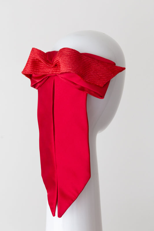 Double Bow in Reds by Felicity Northeast Millinery