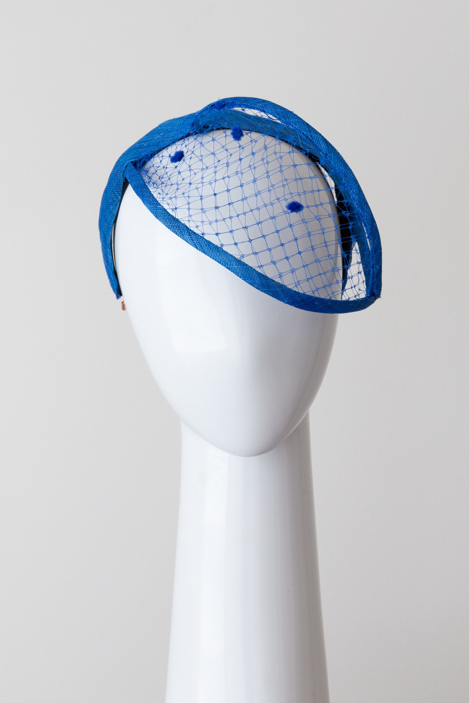 Blue Stylised Veil Headband by Felicity Northeast Millinery