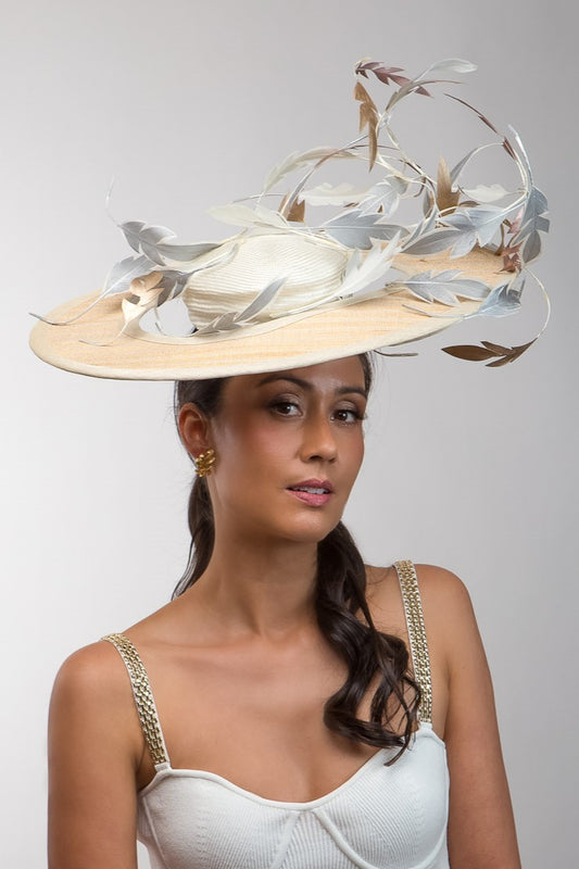 Gold and Silver sweeping Platter with Dancing Feathers