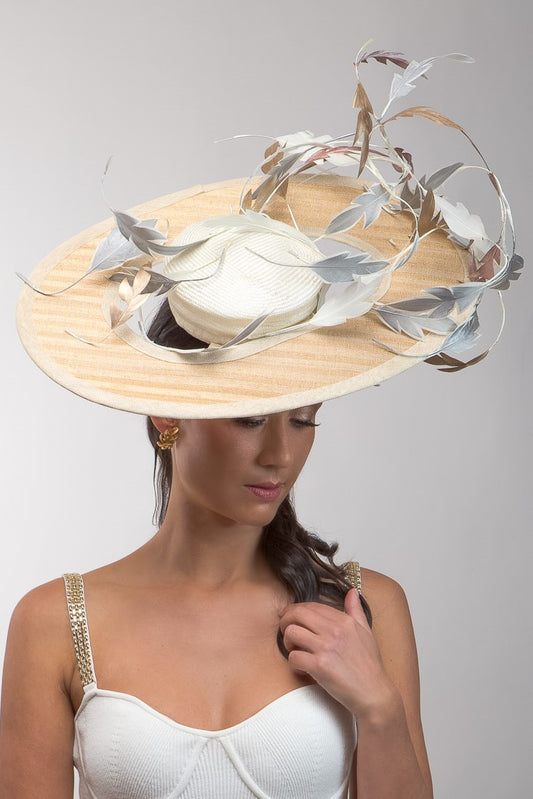 Gold and Silver sweeping Platter with Dancing Feathers