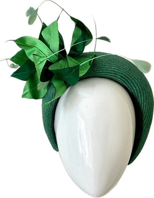 Green Halo Headband with Silk Flowers
