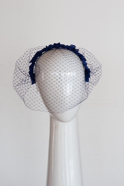 Royal Blue Veiled Braid Headband