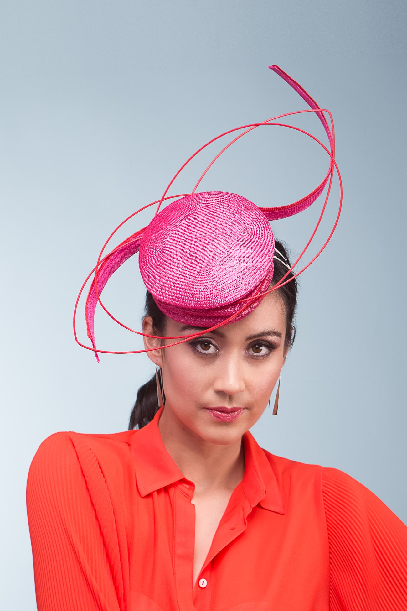Hot Pink and Red Sculptured Hat by Felicity Northeast Millinery