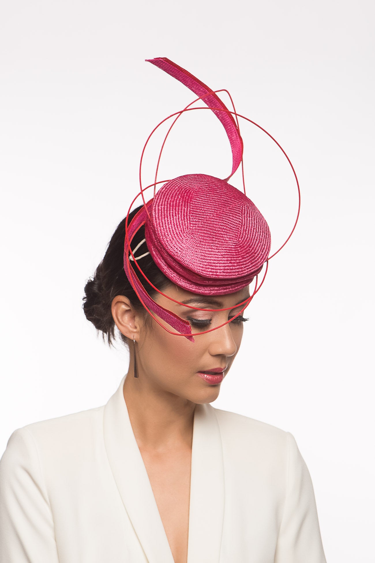 Hot Pink and Red Sculptured Hat by Felicity Northeast Millinery