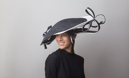Monochrome Wide Brimmed Striking Platter Hat by Felicity Northeast Millinery