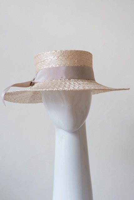 Natural Boater in Decorative Weave