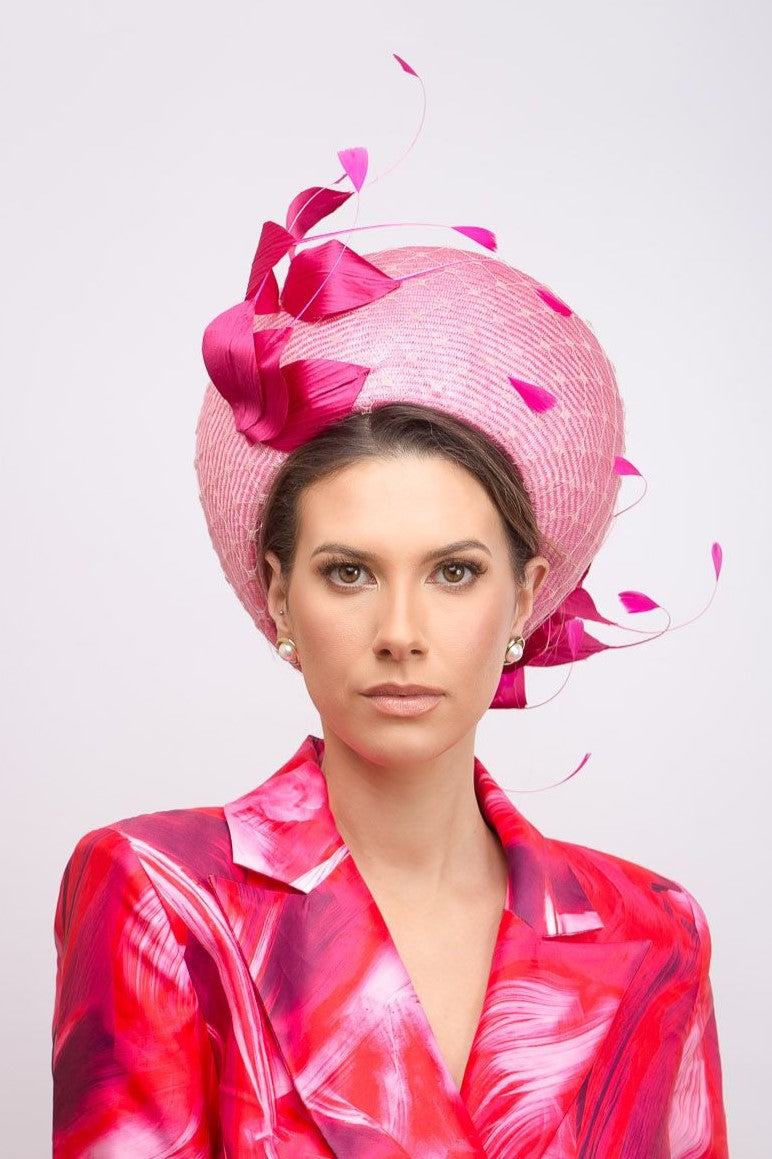 Pink Halo Breton with Silk Flowers by Felicity Northeast Millinery