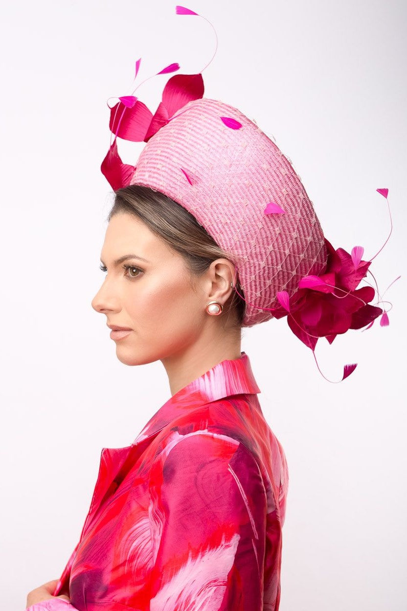 Pink Halo Breton with Silk Flowers by Felicity Northeast Millinery