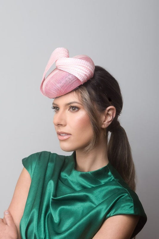 Pink Button Hat with Braid Curl