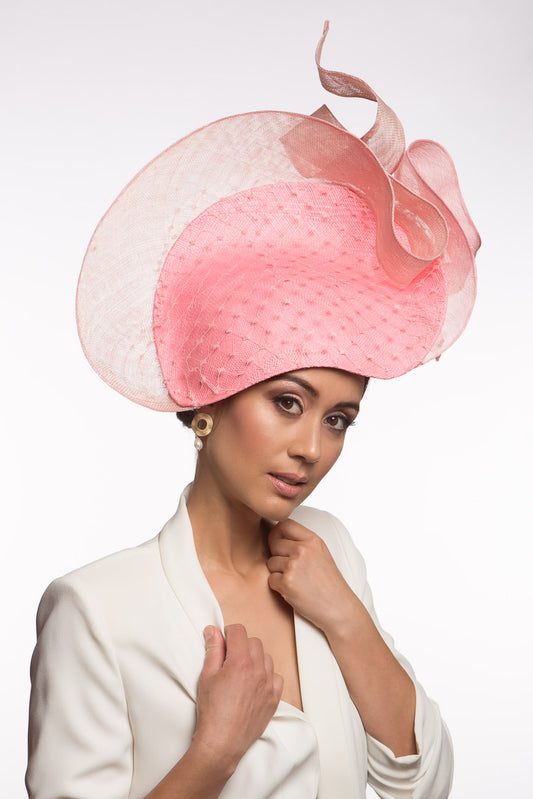 Platter Hat in Soft Pinks with Waves