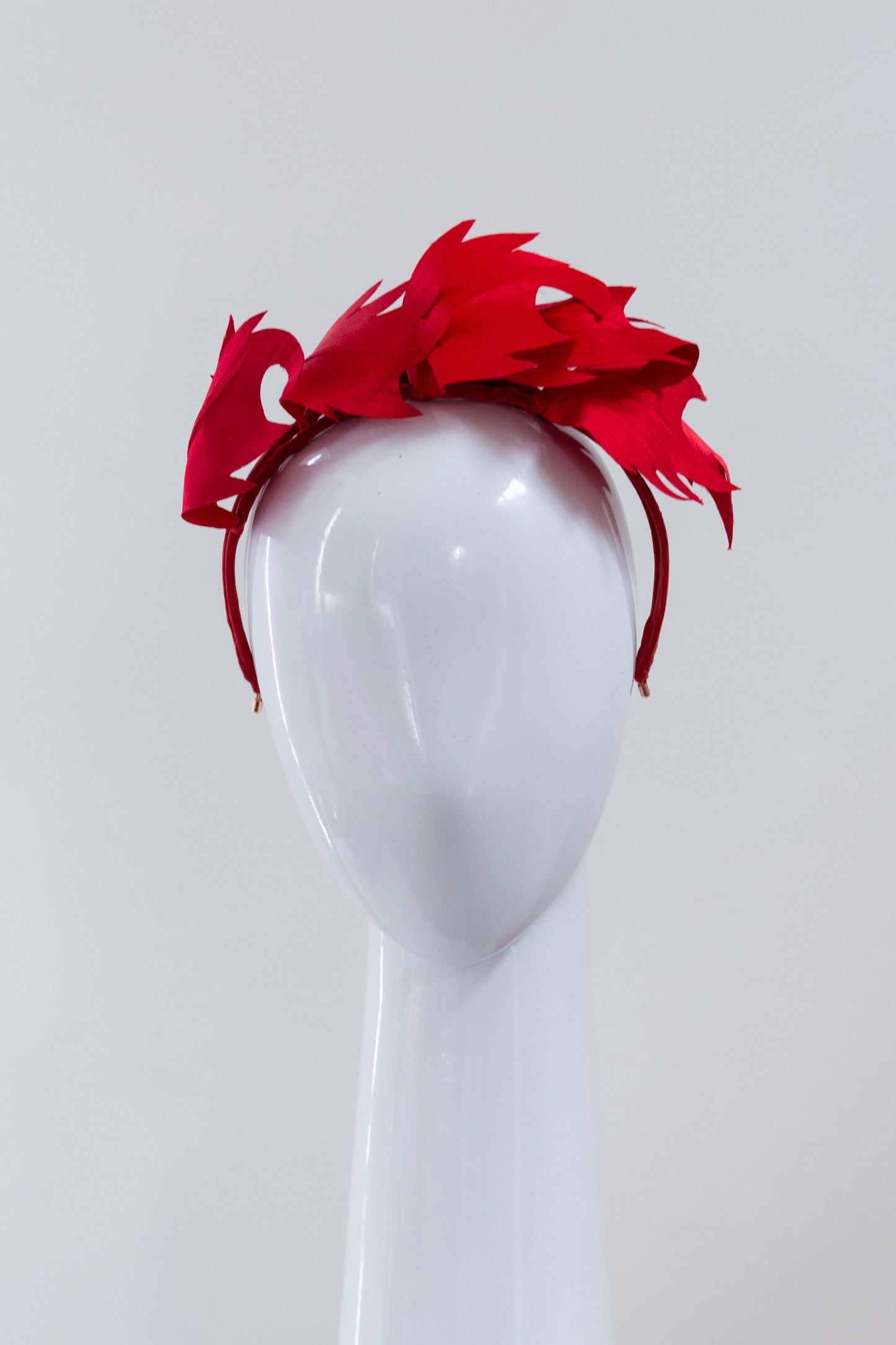 Red Silk Leaf Headband by Felicity Northeast Millinery