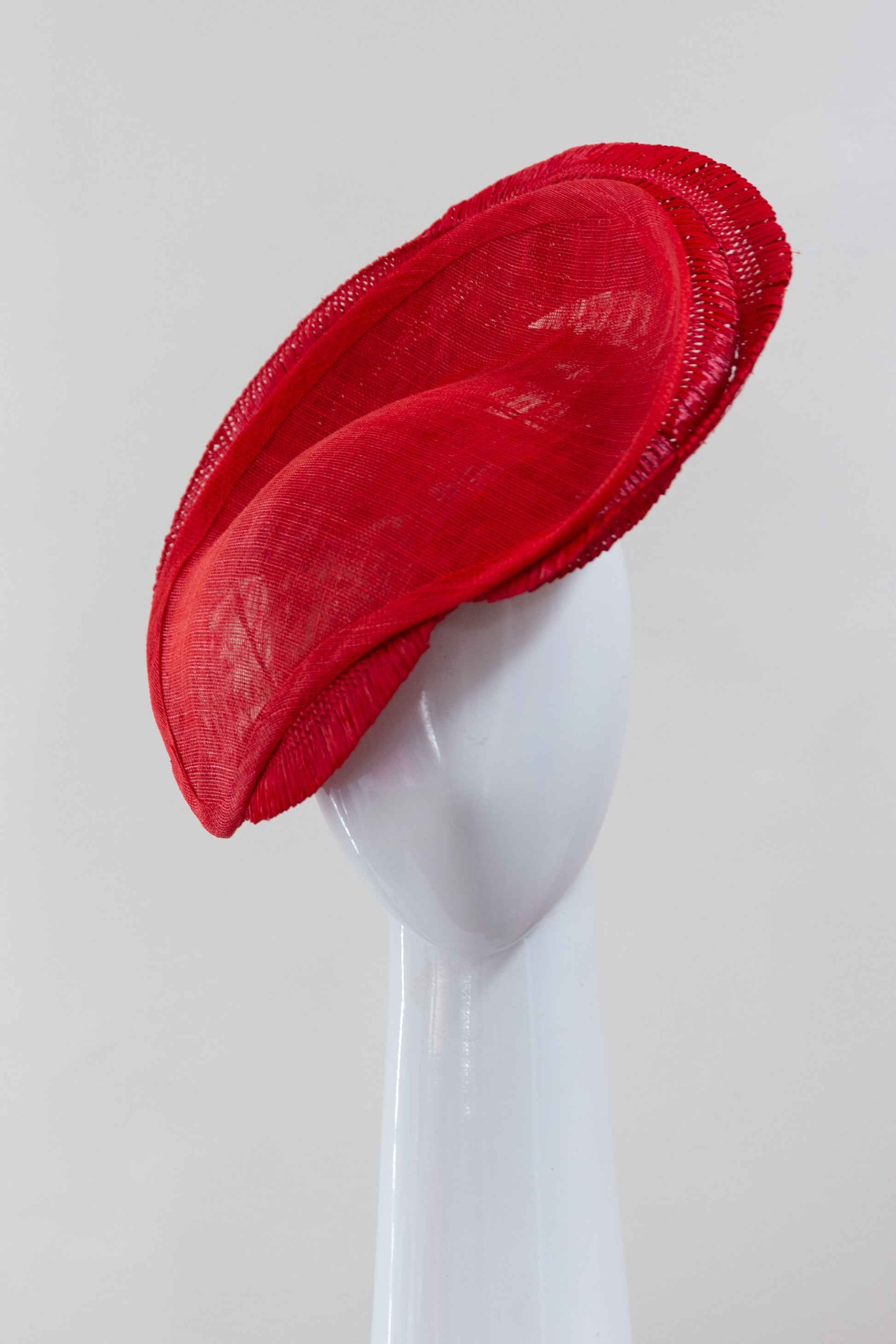 Red Sweeping Platter with Vintage Braid by Felicity Northeast Millinery