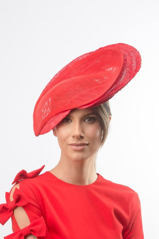 Red Sweeping Platter with Vintage Braid by Felicity Northeast Millinery