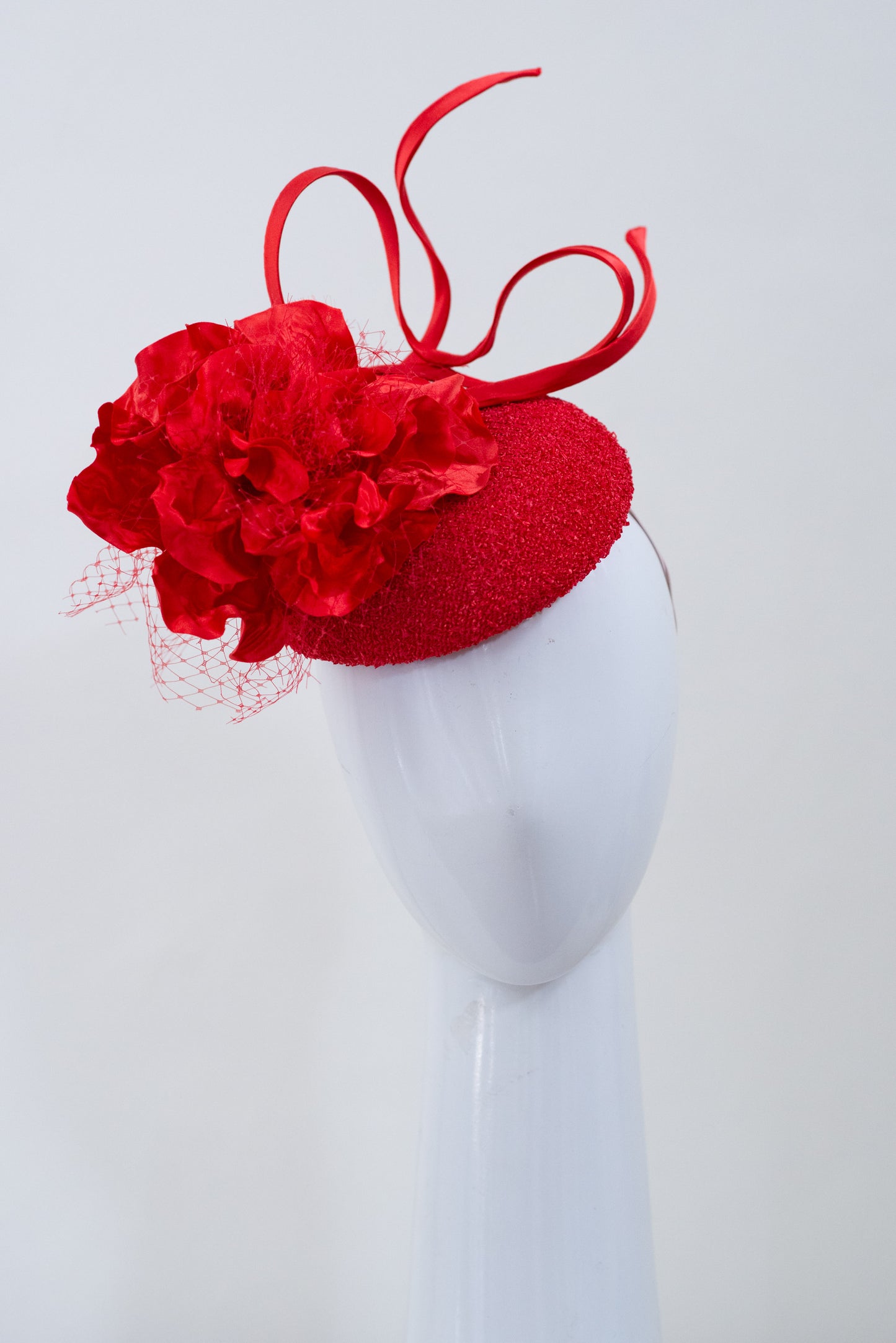 Red Textured Button with Silk Flower