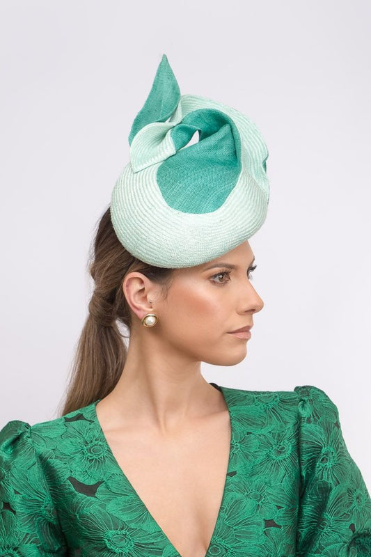Side Beret in Mint and Grass Green by Felicity Northeast Millinery