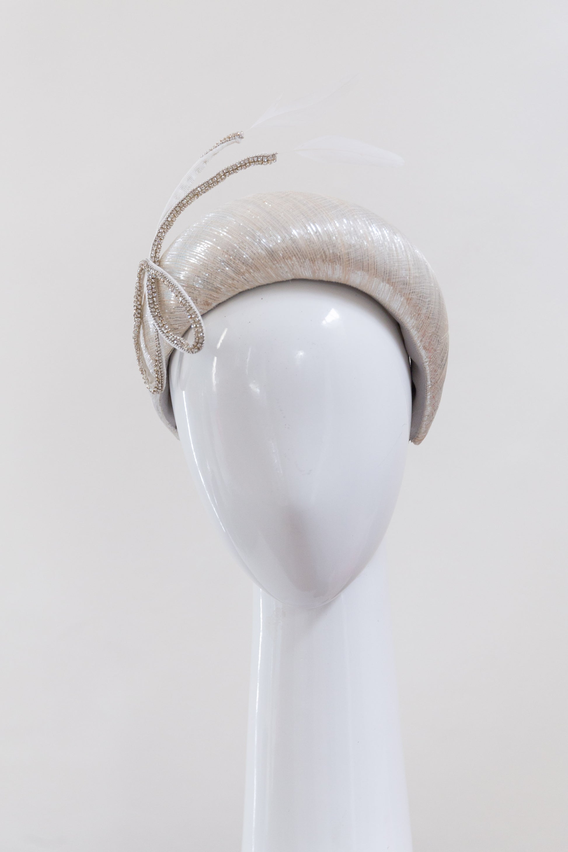 Silver Flecked Crown with Diamante Bow by Felicity Northeast Millinery