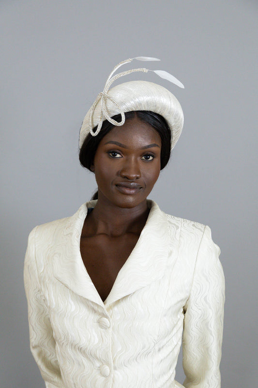 Silver Flecked Crown with Diamante Bow by Felicity Northeast Millinery