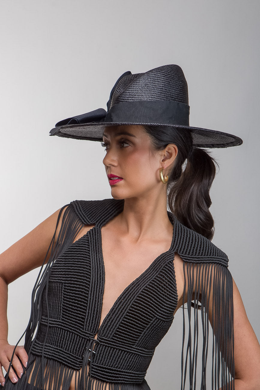 Statement Black Fedora By Felicity Northeast Millinery