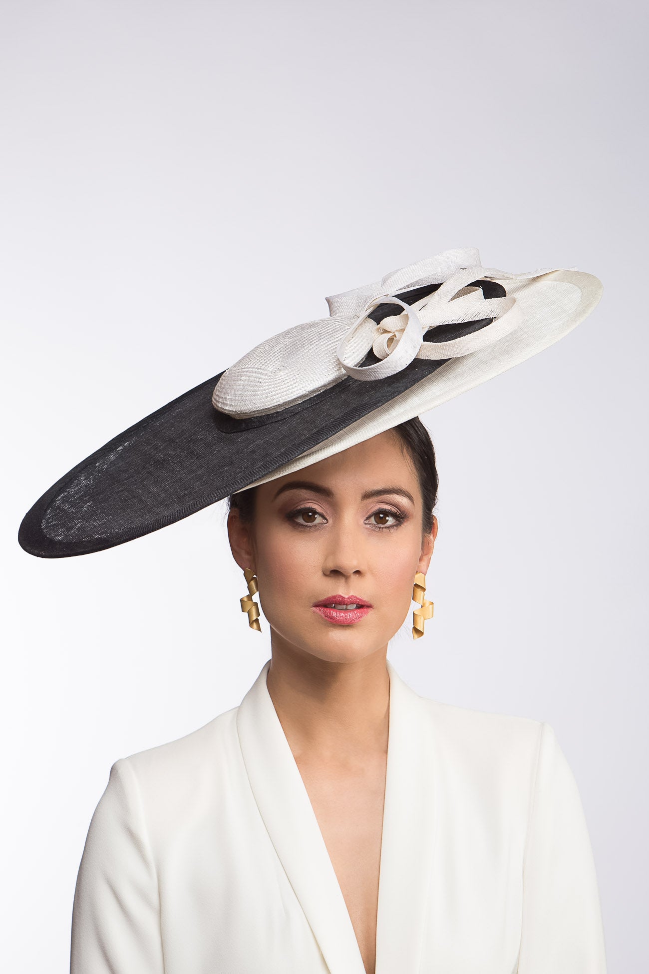 Striking Monochrome Asymmetrical Hat by Felicity Northeast Millinery