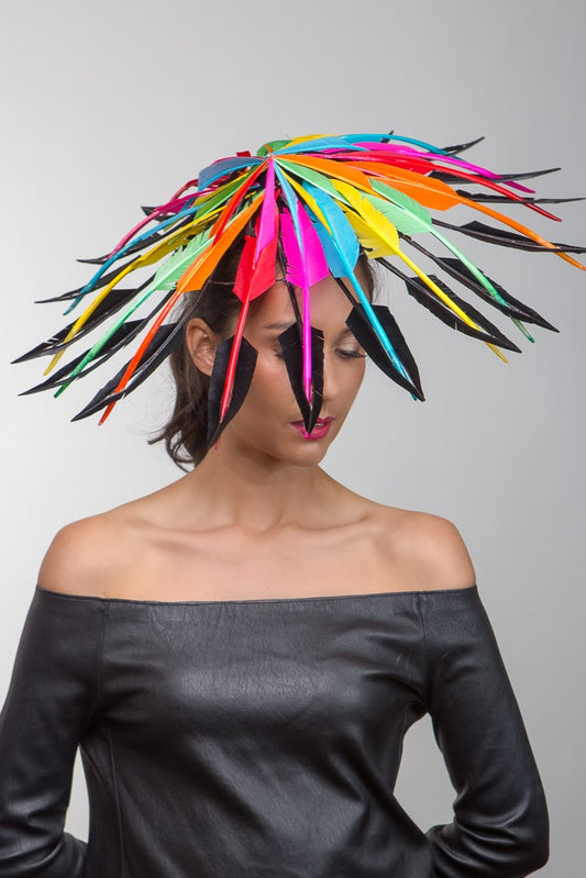 Striking Multicoloured Feather Platter by Felicity Northeast Millinery