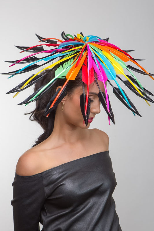 Striking Multicoloured Feather Platter by Felicity Northeast Millinery