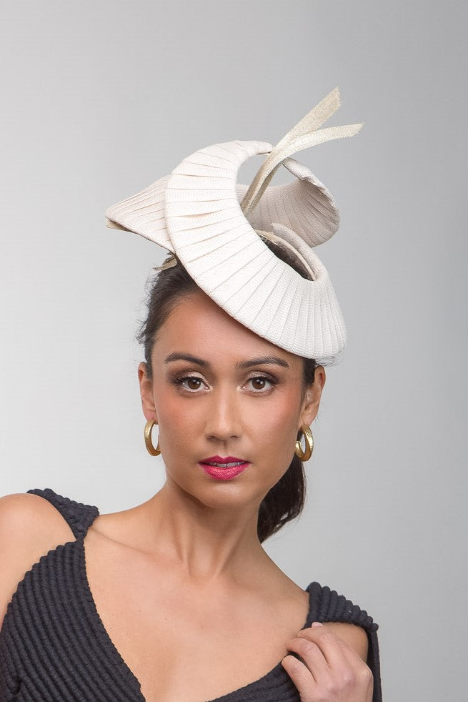 Swirled Sculptured Deep Cream Headpiece by Felicity Northeast Millinery