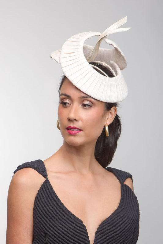 Swirled Sculptured Deep Cream Headpiece  by Felicity Northeast Millinery