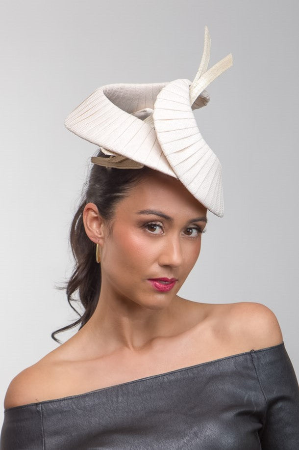 Swirled Sculptured Deep Cream Headpiece by Felicity Northeast Millinery