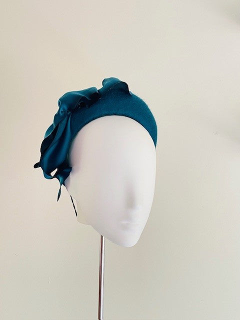 Teal Felt Crown with Soft Silk Bow