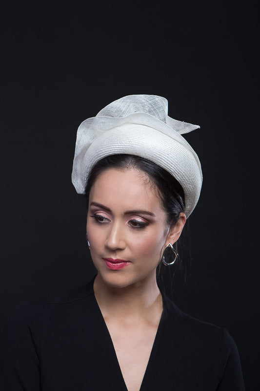 White Halo Headband with Soft Waves by Felicity Northeast Millinery