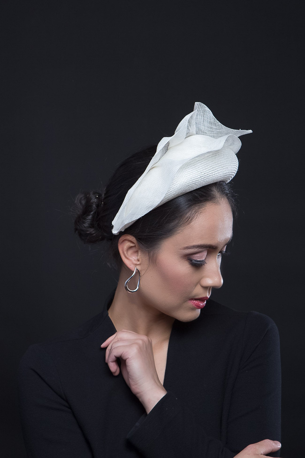 White Halo Headband with Soft Waves by Felicity Northeast Millinery