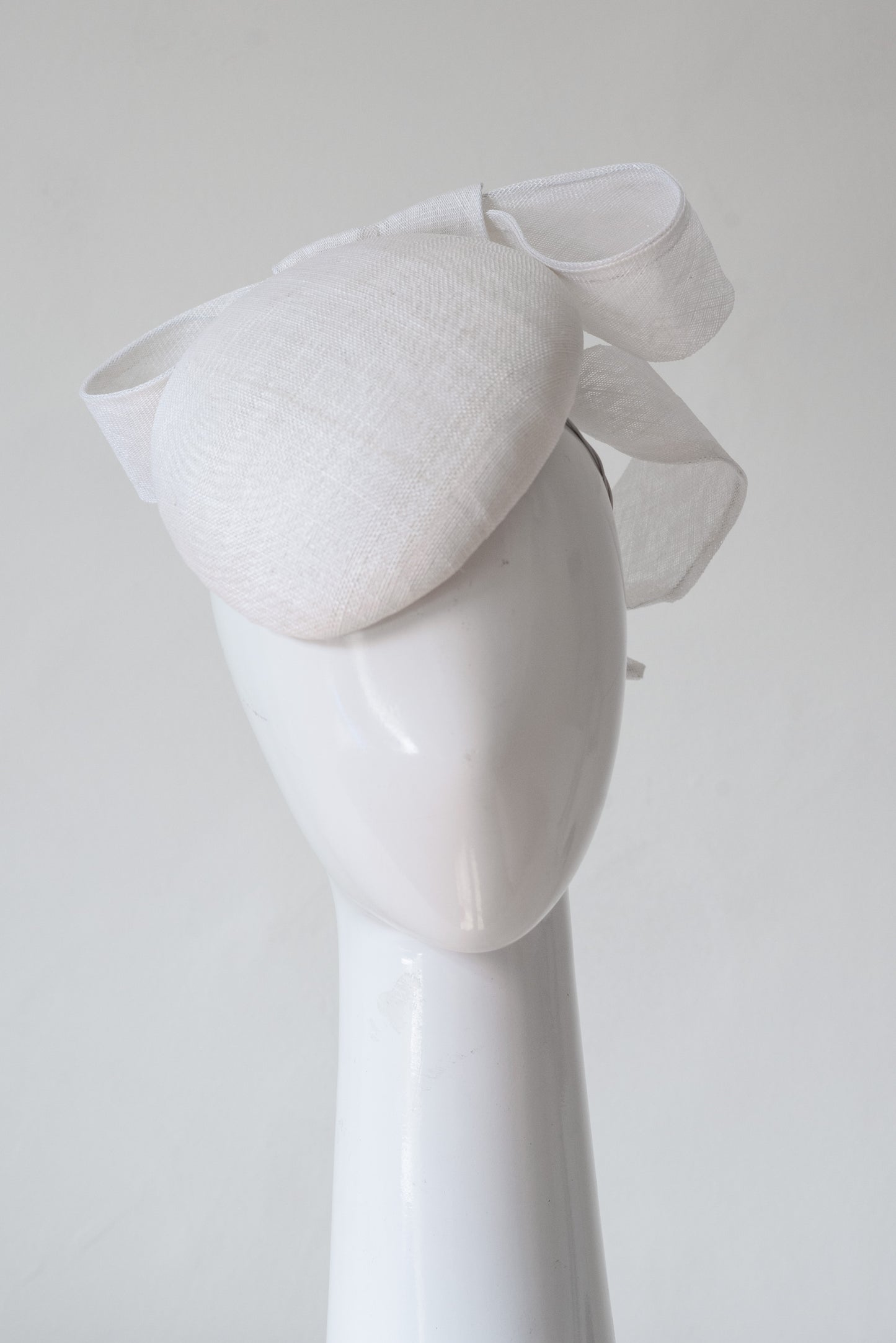 White Beret with Sweeping Back Bow By Felicity Northeast Millinery
